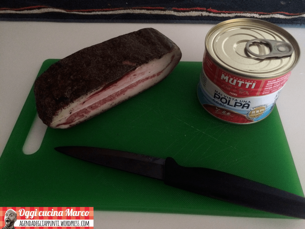 Guanciale amatriciano e polpa Mutti