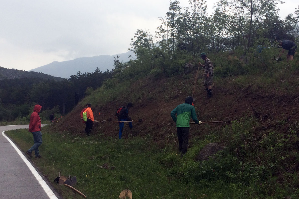 Rimozione della cotica superficiale e preparazione delle aree dove si interverrà il giorno successivo