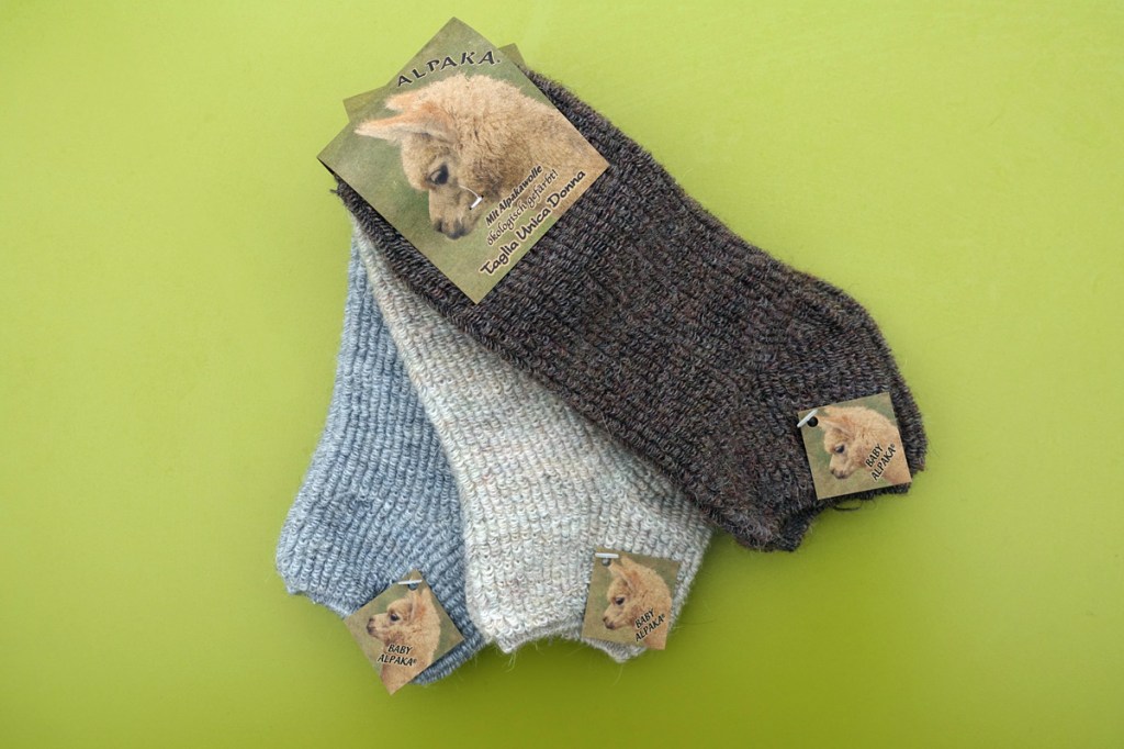 babucce di lana su sfondo verde