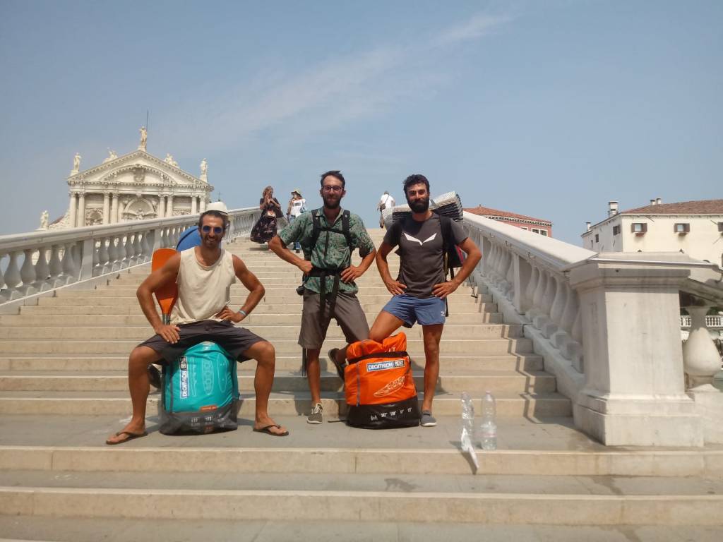 Sul ponte di Rialto a Venezia con Gandi ed Enea