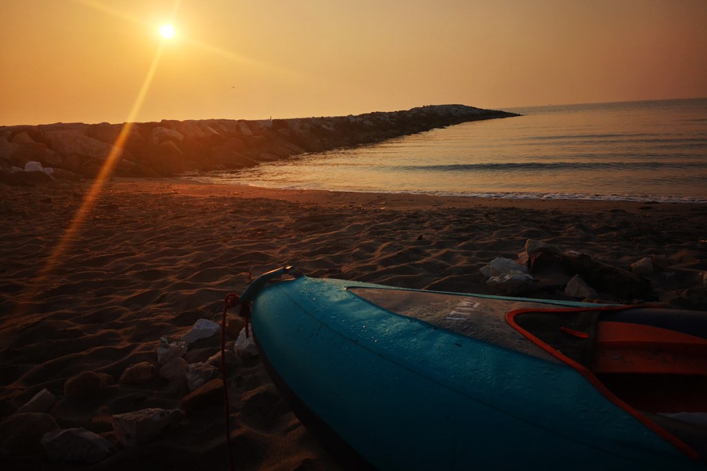 Tramonto sulla foce dell'adige con il kayak 