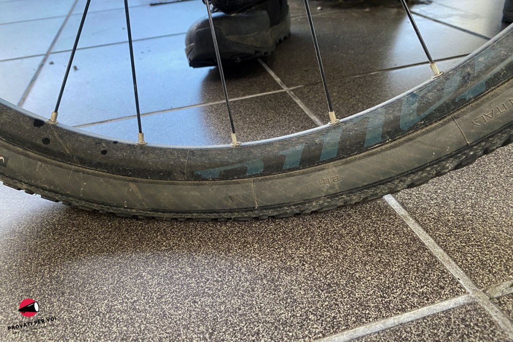 primo piano su uno pneumatico per bicicletta gravel bike