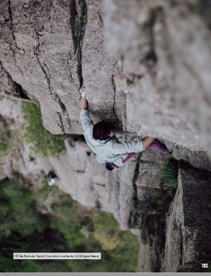 Gandi in free solo sulla via storia della Rocca Sbarua
