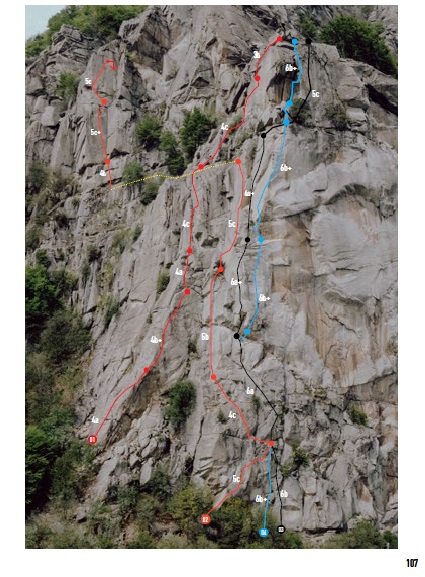 Foto delle vie di arrampicata a Rocca Sbarua