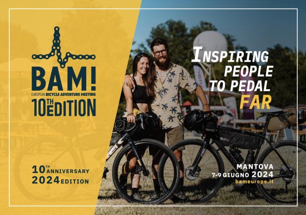 il volantino della decima edizione del BAM! il raduno europeo per gli amanti del ciclismo e dei viaggi in bicicletta