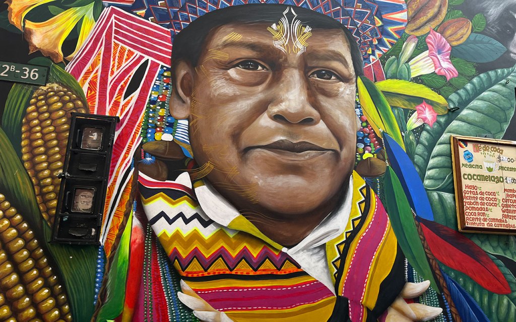 murales nei pressi della piazza del Chorro de Quevedo nel quartiere Candelaria di Bogotà