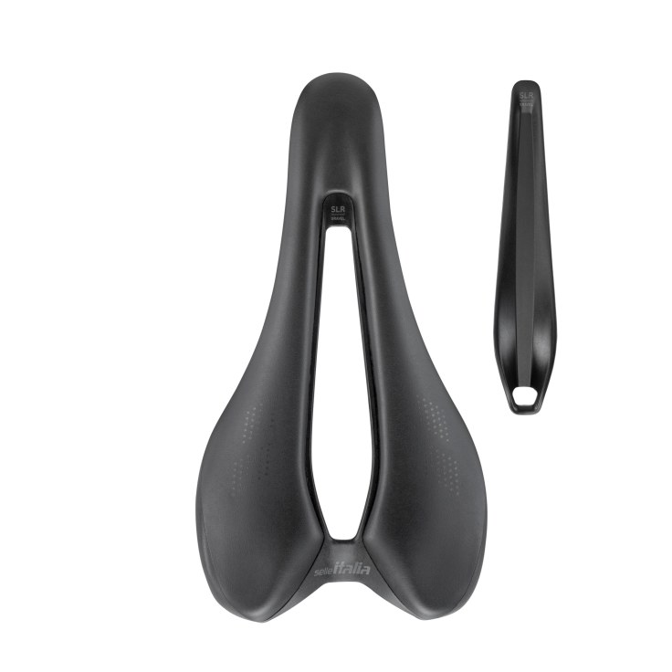La nuova Selle Italia SLR Gravel Advan vista dall'alto insieme all'inserto protettivo rimovibile